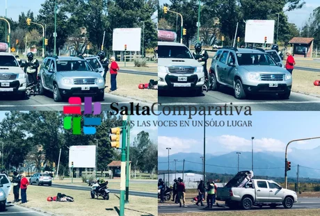 Una moto quedó atrapada entre dos vehículos en avenida Bolivia