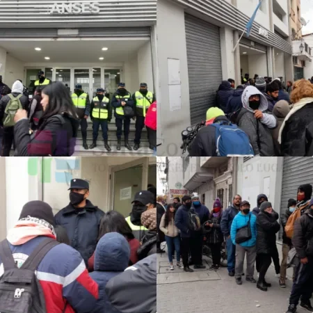 Tensión en las puertas de Anses de avenida Jujuy: empujones y gritos