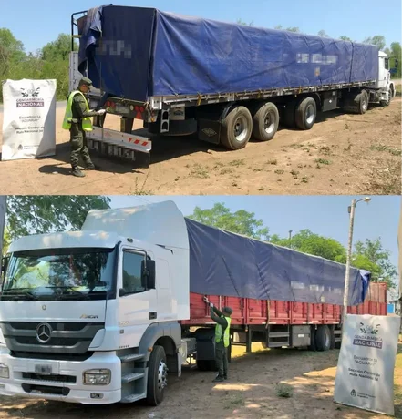 Demoraron a dos camiones que trasladaban 58 toneladas de harina de soja de manera ilegal