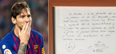 Subastan la servilleta donde Lionel Messi firmó su primer contrato con el Barcelona
