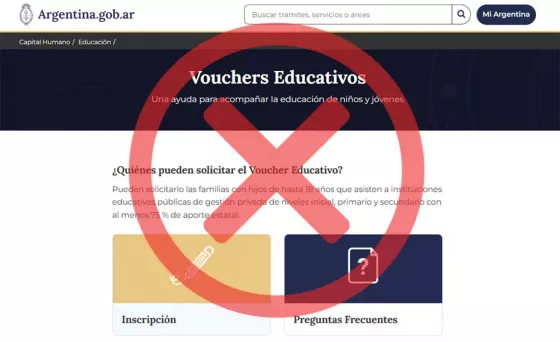 Se cayó la web para solicitar los Vouchers Educativos y no se sabe cuándo volverá a funcionar