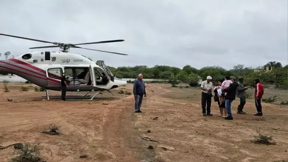 Rescataron vía aérea a seis personas aisladas en un paraje del interior por las intensas lluvias